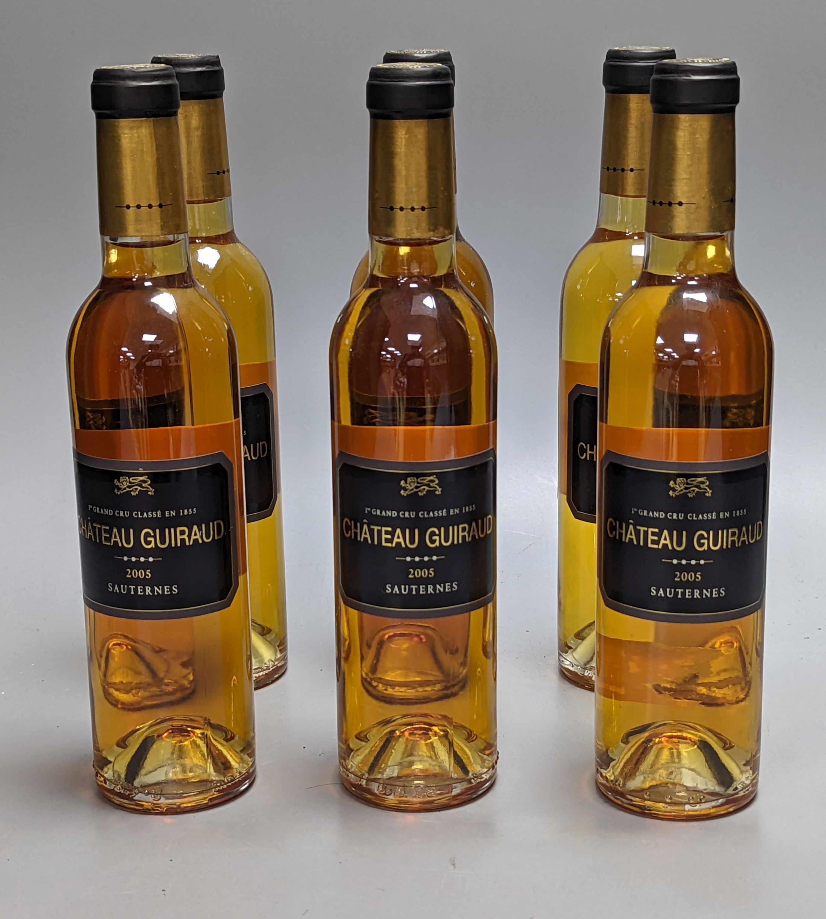 Six half bottles of Chateau Guiraud 2005